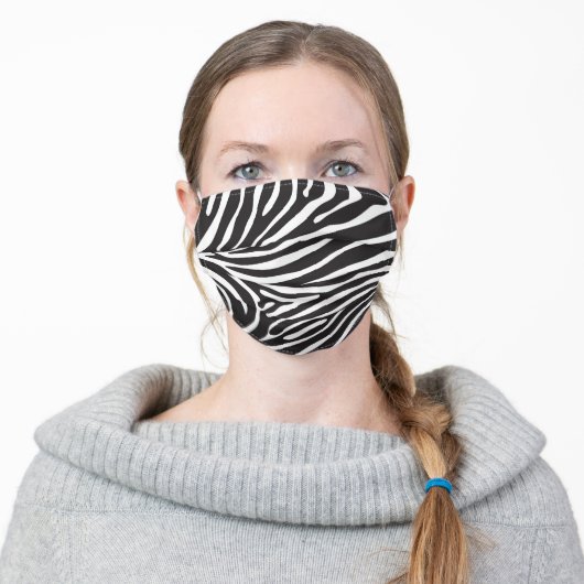 Zebra Print Adult Cloth Face Mask (Worn)