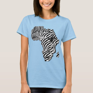 Zebra Print African Safari Africa Map T-Shirt