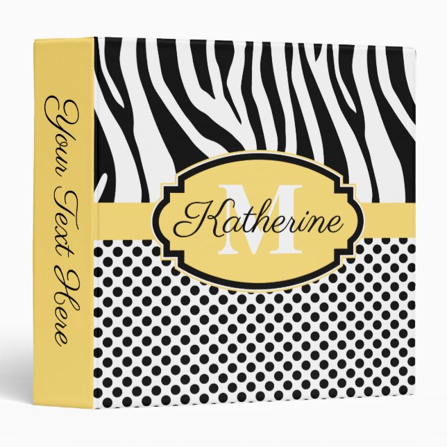 Zebra Print and Dots Pattern 3 Ring Binder (Front/Spine)