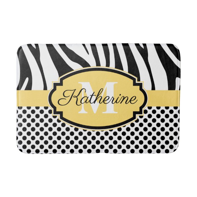 Zebra Print and Dots Pattern Bath Mat (Front)