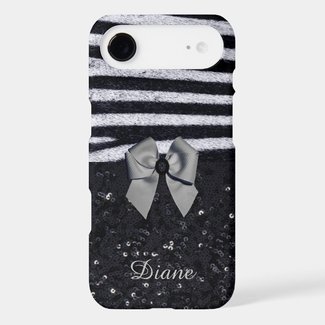 Zebra Print and Glitters Case-Mate iPhone Case (Back)