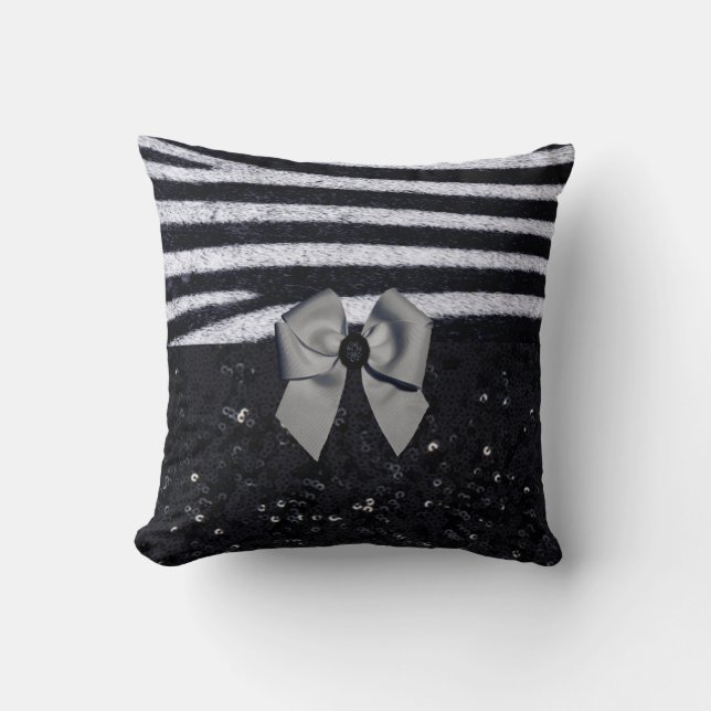 Zebra Print and Glitters Double Face Throw Pillow (Front)