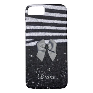 Zebra Print and Glitters iPhone 7 Case
