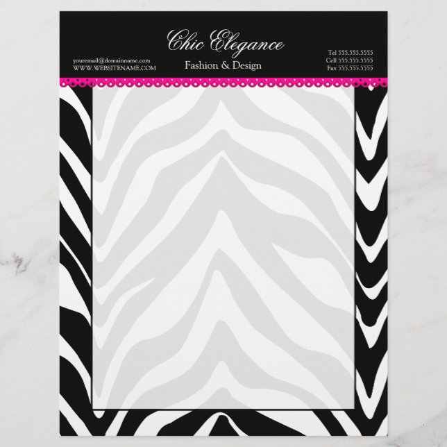 Zebra Print and Lace Letterhead (Front)