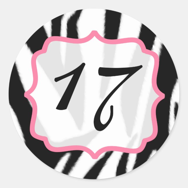 Zebra Print and Pink  Birthday Sticker (Front)