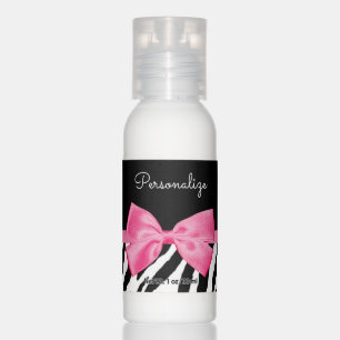 Zebra Print and Pink Bow Glam Design With Name Hand Lotion