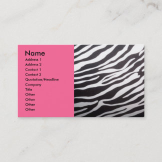 Zebra print and pink business card