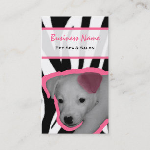 Zebra Print and Pink Ear Dog Pet Spa & Salon Business Card