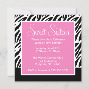 Zebra Print and Pink Invitation