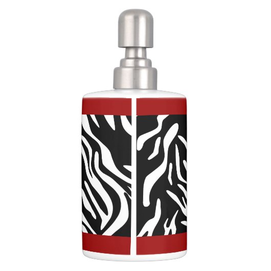 Zebra Print and Red Holder Soap Dispenser (Back)