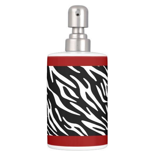 Zebra Print and Red Holder Soap Dispenser (Front)