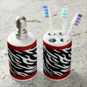 Zebra Print and Red Holder Soap Dispenser (Front)