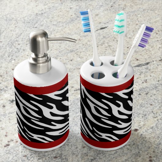 Zebra Print and Red Holder Soap Dispenser (Front)