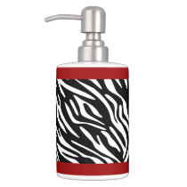 Zebra Print and Red Holder Soap Dispenser Zebra Print and Red Holder Soap Dispenser