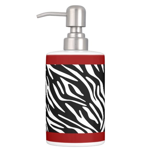 Zebra Print and Red Holder Soap Dispenser (Left)