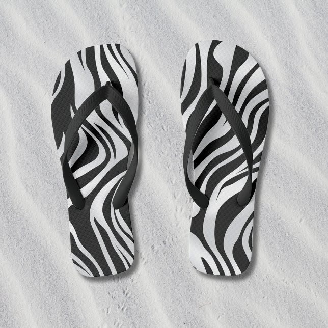 Zebra Print Animal Pattern Flip Flops (Zebra Stripes Print Flip Flops)