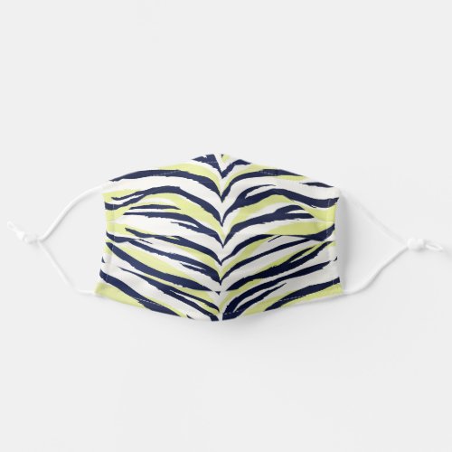 Zebra print animal pattern yellow and blue adult cloth face mask