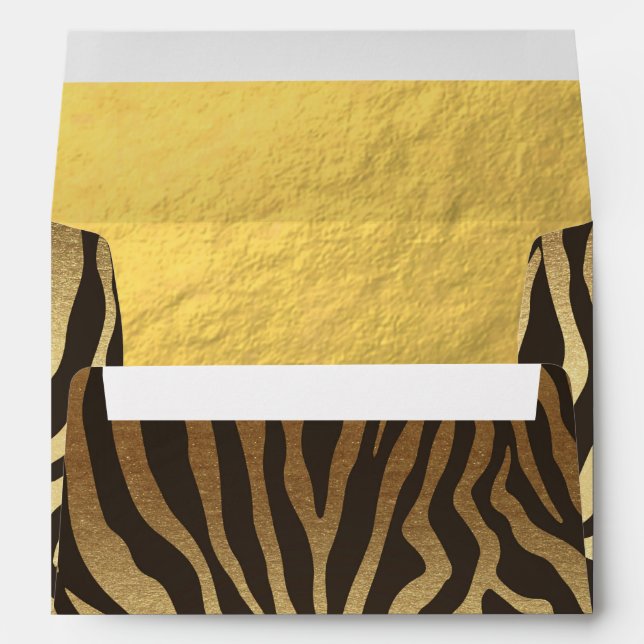 Zebra Print Animal Skin Elegant Modern Glam Gold Envelope (Back (Bottom))