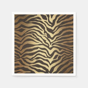 Zebra Print Animal Skin Elegant Modern Glam Gold Paper Napkins