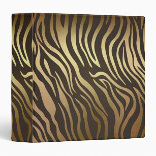 Zebra Print Animal Skin Print Modern Glam Gold 3 Ring Binder