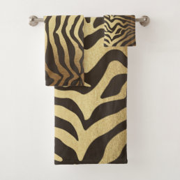 Zebra Print Animal Skin Skins Gold Glam Modern Bath Towel Set