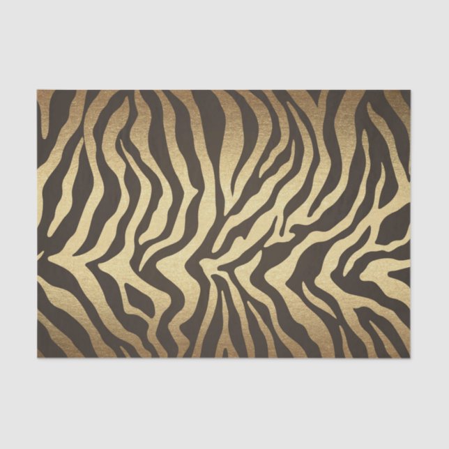 Zebra Print Animal Skins Gold Glam Chic Tissue Paper (Front)