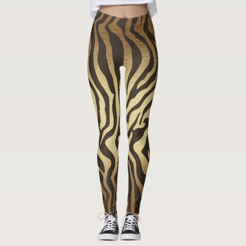 Zebra Print Animal Skins Gold Ombre Leggings