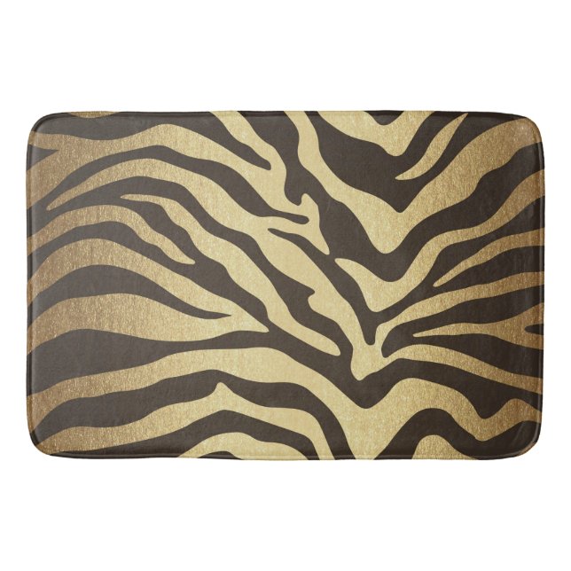 Zebra Print Animal Skins Skin Modern Glam Gold Bathroom Mat (Front)