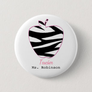 Zebra Print Apple Teacher Button