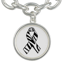 Zebra Print Awareness Ribbon Charm Bracelet