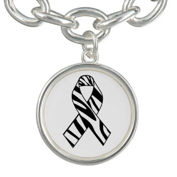 Zebra Print Awareness Ribbon Charm Bracelet by stripedhope at Zazzle