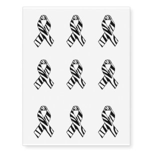 Zebra Print Awarenss Ribbon Temporary Tattoos