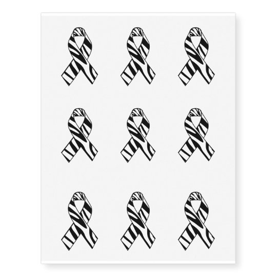 Zebra Print Awarenss Ribbon Temporary Tattoos