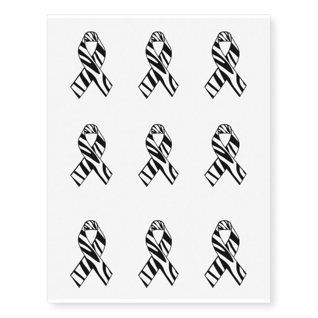 Zebra Print Awarenss Ribbon Temporary Tattoos (Front)