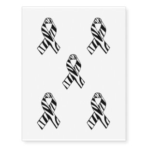 Zebra Print Awarenss Ribbon Temporary Tattoos
