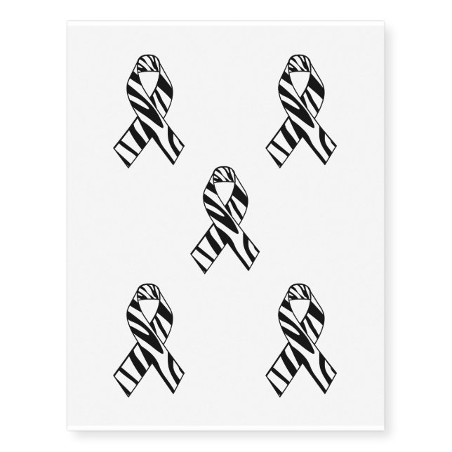 Zebra Print Awarenss Ribbon Temporary Tattoos (Front)