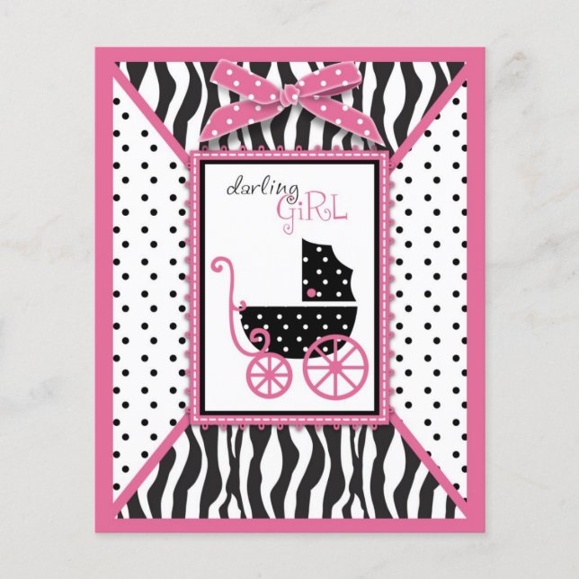 Zebra Print & Baby Carriage Advice Card (Front)