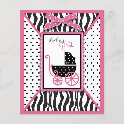 Zebra Print  Baby Carriage Advice Card