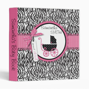Zebra Print & Baby Carriage Baby Album Binder