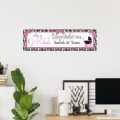 Zebra Print & Baby Carriage Baby Shower Banner (Home Office)
