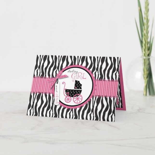 Zebra Print & Baby Carriage Card (Front)