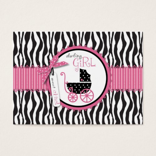 Zebra Print &amp; Baby Carriage Gift Tag Business Cards