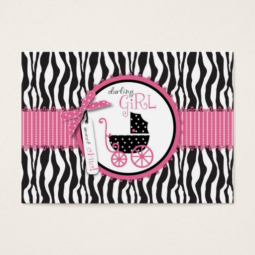 Customizable Zebra Print &amp; Baby Carriage Gift Tag Business Cards