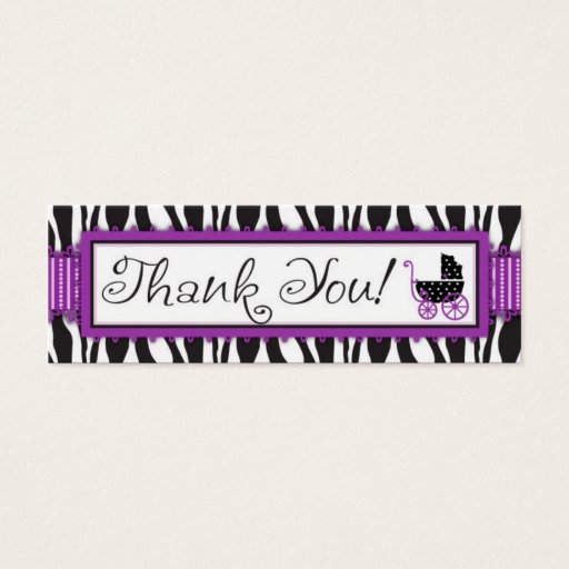 Customizable Zebra Print &amp; Baby Carriage Thank You Gift Tag Business Card Template