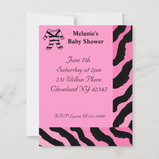 Zebra Print Baby Shower Invitation (Front)