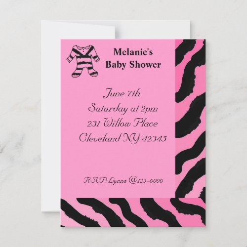 Zebra Print Baby Shower Invitation