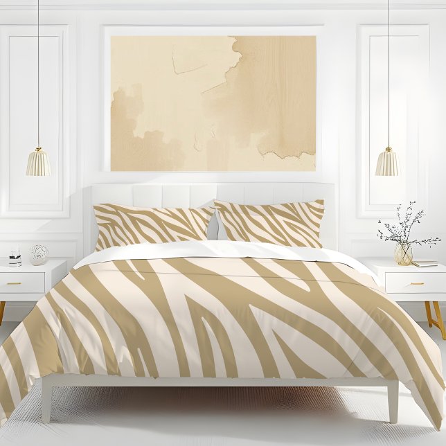 Zebra Print Beige- Duvet Cover (Zebra Print Neutral Beige BEDROOM duvet and pillows)