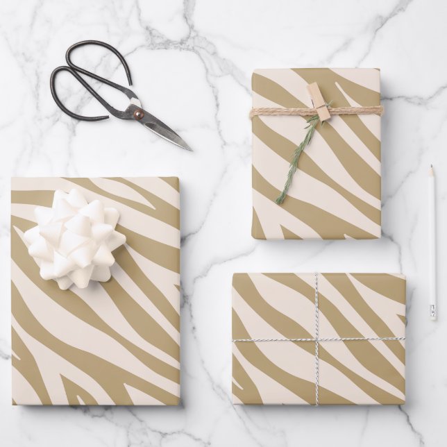 Zebra Print-Beige- Wrapping Paper Sheets (Front)