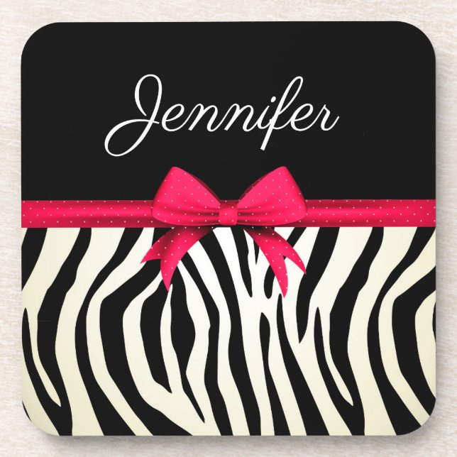 Zebra Print Beverage Coaster (Front)