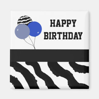 Zebra Print Birthday Balloons Magnet
